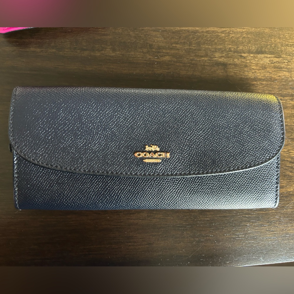 Coach Dark Blue Leather Clutch
